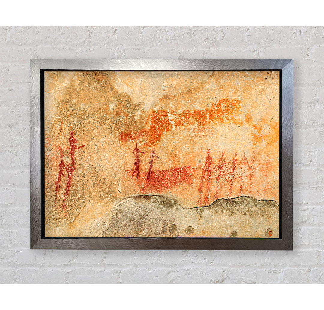 Gerahmtes Leinwandbild Primitive Cave Art 2