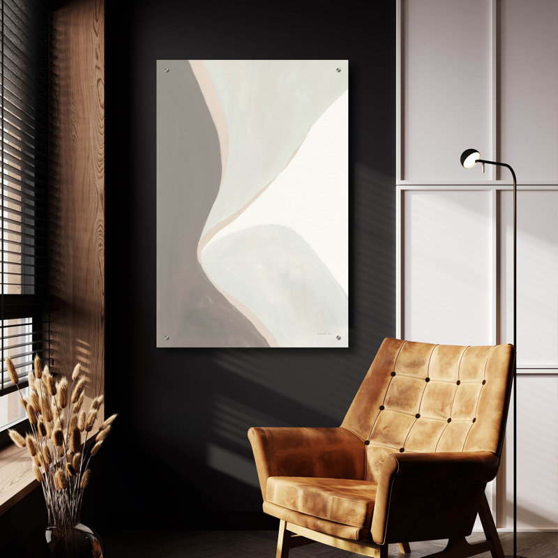 «Retro Abstract 3 Neutral» par Danhui Nai, art mural en verre acrylique, H 36 po x l 24 po x P 0,2 po