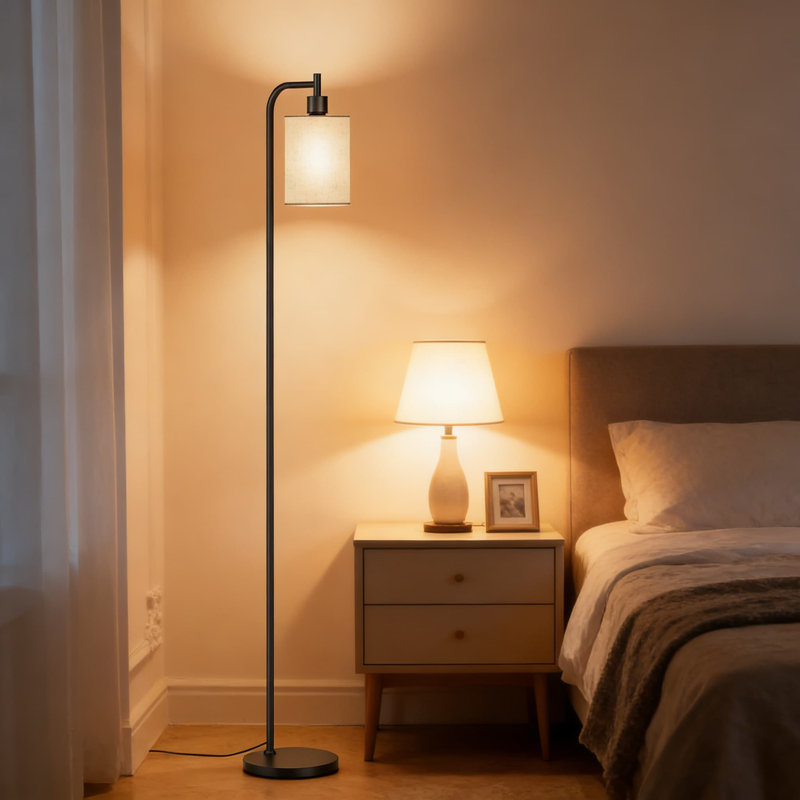 Dimmable Floor Lamp With Remote Control, 3 Color Temperatures, Modern Standing Lamp With Linen Shade For Living Room, Bedroom, Or Office