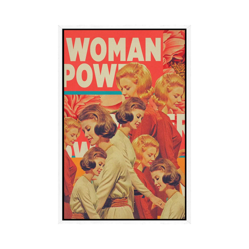 Woman Power by Frank Moth - Print on Canvas, 101.6cm H x 66.04cm W x 3.81cm D, White Framed