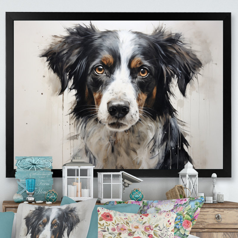 Dog Faithful Companion I - imprimé, Cadre simple noir, H 16 po x l 32 po x P 1 po