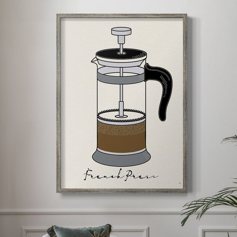 French Press Framed Print - Solid Wood