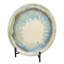 Plat décoratif avec support Duke, céramique beige bleue 18 pouces