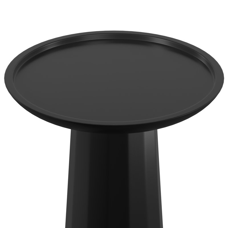 Table de bout contemporaine en bois de manguier massif l 13 po avec finition texturée Matney Dayton, Noir