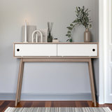 Entryway Table With 2 Carved Panel Drawers, Console Table With Storage Space And Wood Legs,Sofa Table Behind Couch For Hallway, Living Room