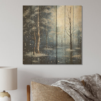 «Blue Forest Tranquility In Winter III» - impression de fruits sur bois
