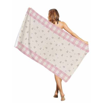 Serviettes de piscine surdimensionnées à motif de fleurs pastorales sur toile de lin, grande serviette de bain à séchage rapide, serviette de bain sans sable, 50 x 60 po, et un sac en toile avec la même serviette de plage imprimée sera offert en cadeau