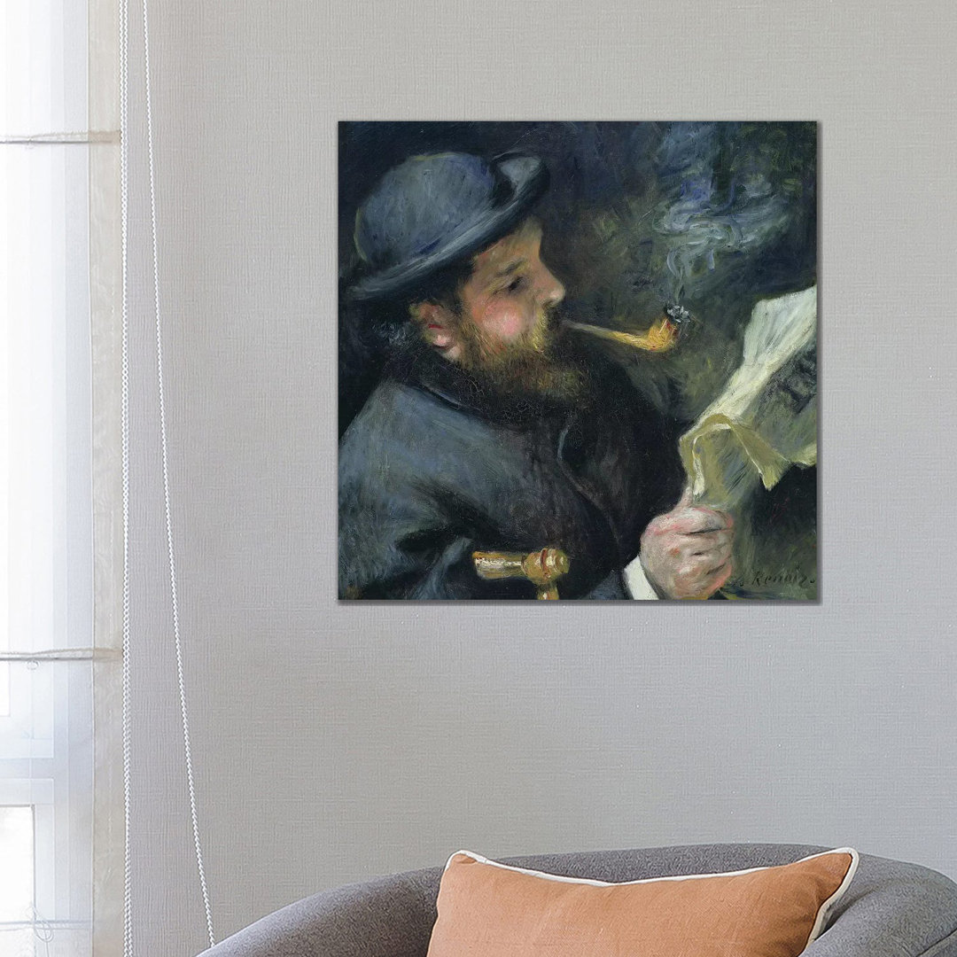 Claude Monet Reading A Newspaper, 1872 by Pierre-Auguste Renoir - Wrapped Canvas Gallery-Wrapped Canvas Giclée