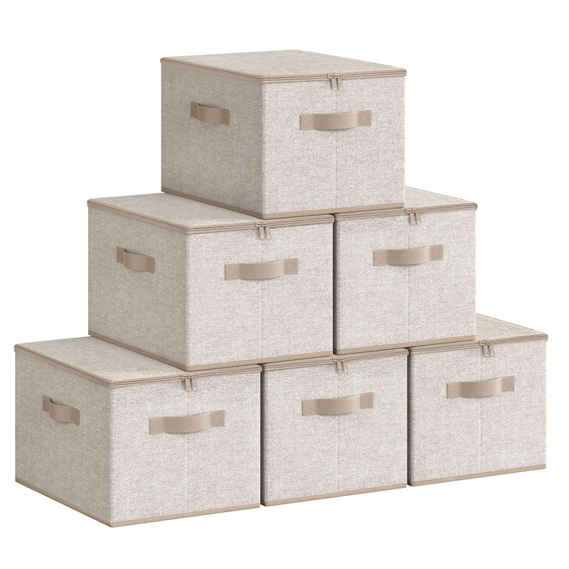 Brayden Studio Caundra Fabric Storage Tub & Tote, Sand Beige