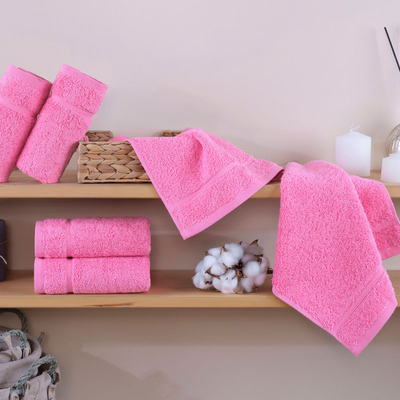 Ensemble de 12 débarbouillettes en coton turc 13 x 13 pouces 600 g / m², Rose