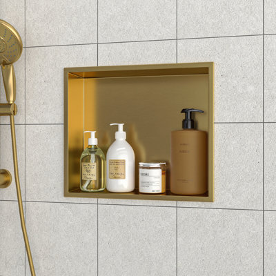 15" X 13" Stainless Steel Shower Niche, Gold