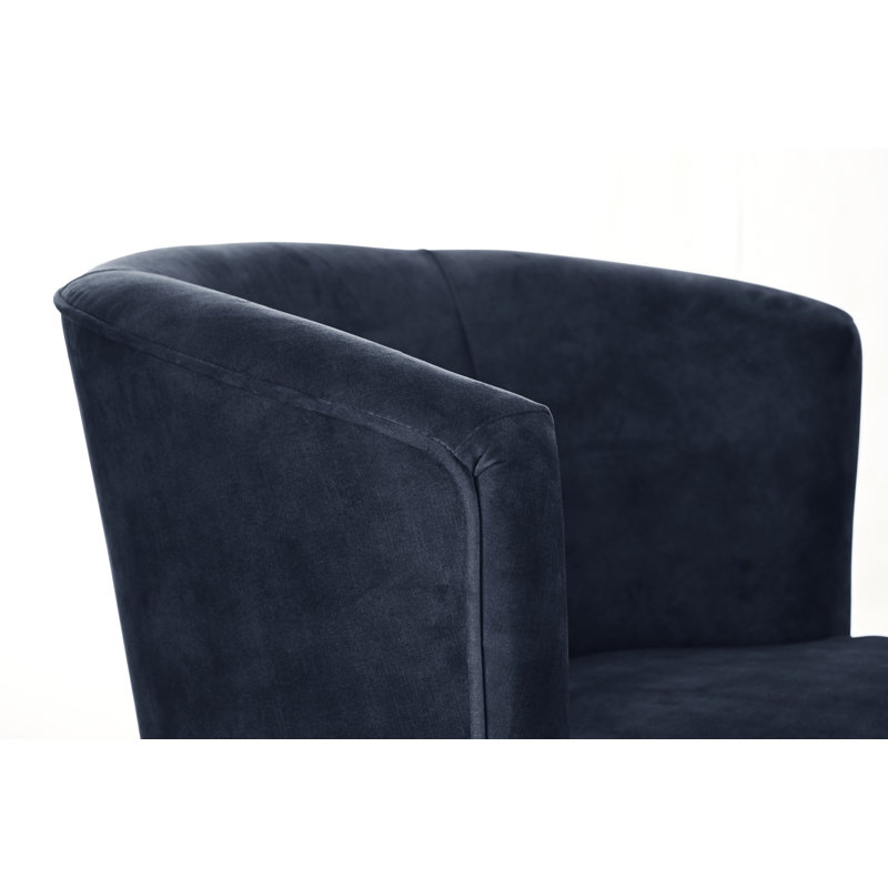 Chaise d'appoint pivotante en velours Shebaka, Bleu velours