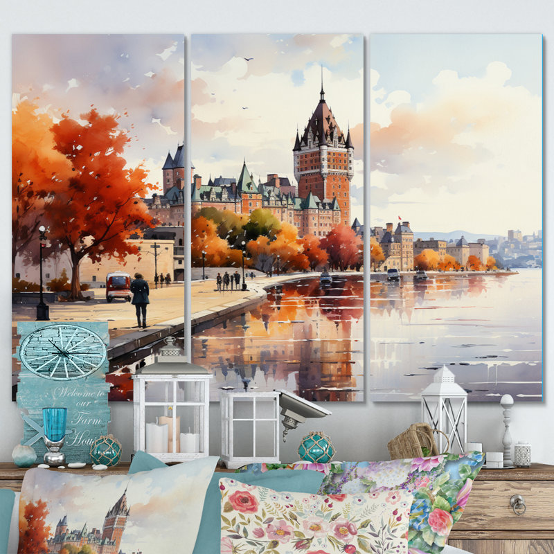 «French Beauty III» sur toile, 3 pièces, Québec, H 28 po x l 36 po x P 1 po