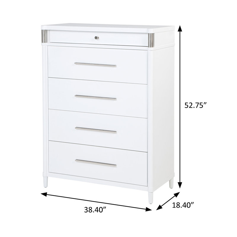 Commode contemporaine de 38,4 po de largeur, blanc