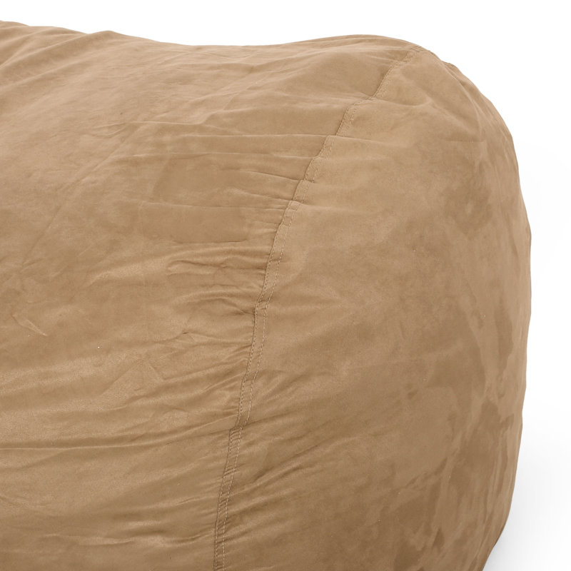 Fauteuil à billes beige en microfibre de 6,5 pieds - Housse de siège souple et de soutien, pieds, housse amovible pour plus de commodité