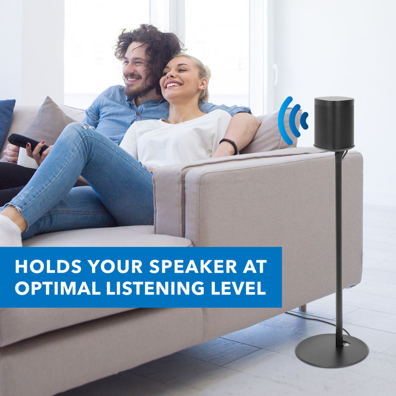 Matte Black Aluminum and Steel Speaker Floor Stand with Cable Management