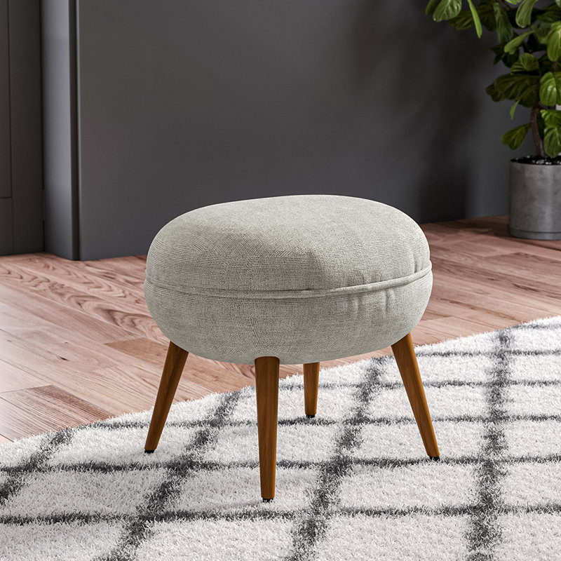 54cm Wide Velvet Cylinder No Pattern Footstool Ottoman