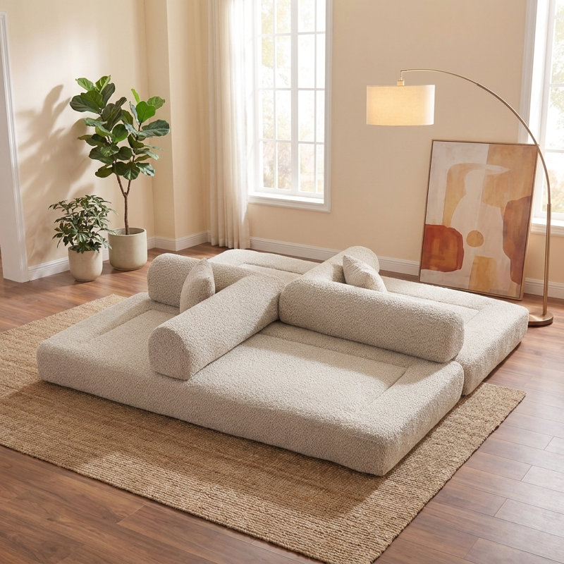Canapé-lit modulaire convertible de 78,9 pouces avec accoudoirs amovibles, aucun assemblage requis, Kaki
