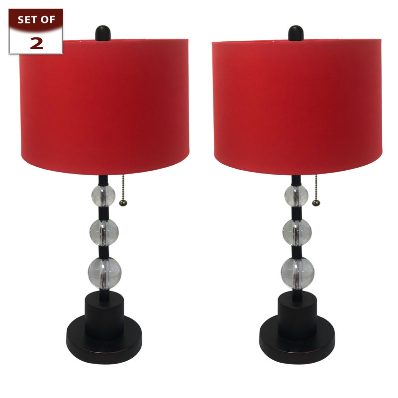 Rima Metal Table Lamp, Oil Rubbed Bronze, Red, 26" H x 26" W x 26" D