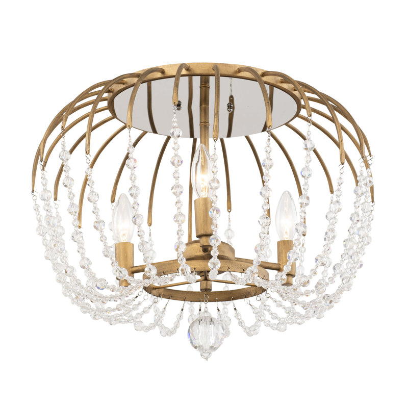 Havana Gold Crystal Semi-Flush Mount Light Fixture