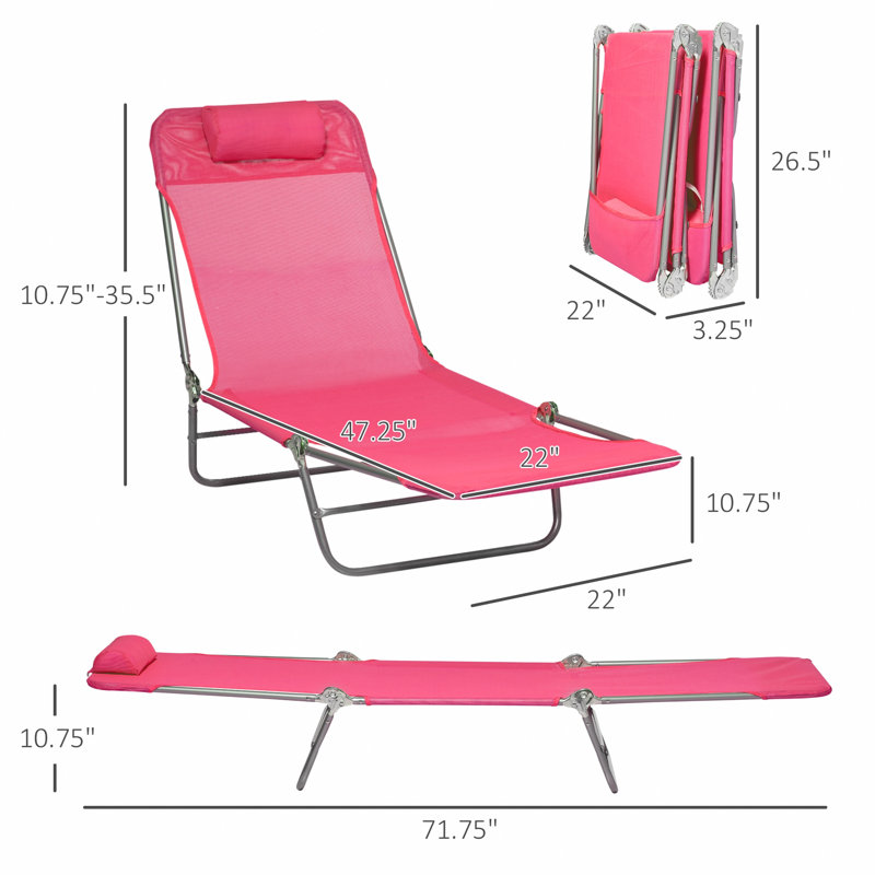 Ensemble de chaises longues inclinables 71,75 po Otillie, Rose