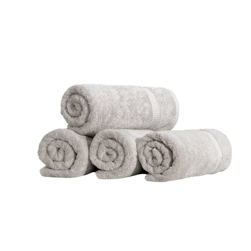 Serviettes de bain en coton Armel - séchage rapide et sensation moelleuse, qualité hôtel et spa, ensemble de 4, Argent argent