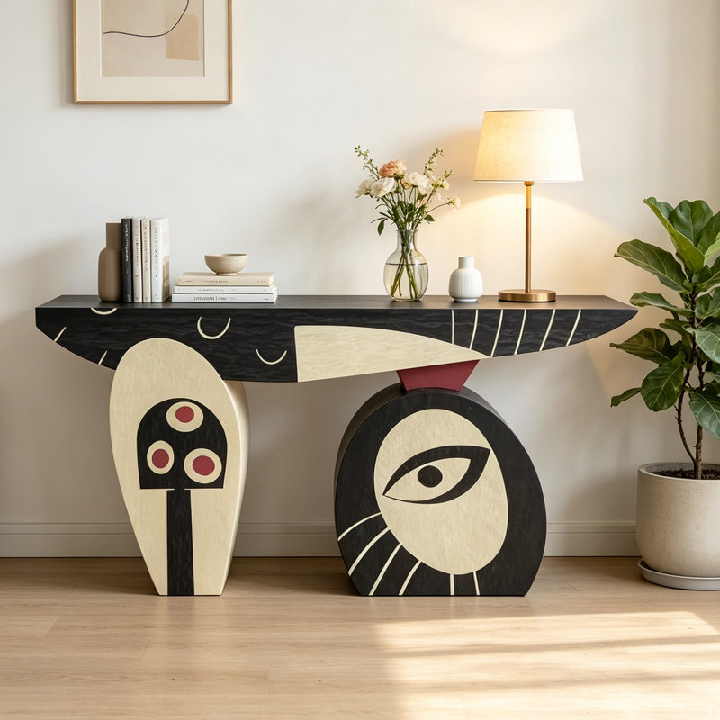 Console Mid-Century moderne, H 33,5 po x l 59,1 po x P 13,8 po