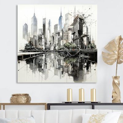 " Analytic Drawing Of A City Buildings III "