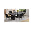 Ensemble de table et de chaises 78,7 po x 39,4 po x 29,9 po, panneau de salle à manger luxueux en marbre noir avec un plateau de table de 3,5 po d'épaisseur et 6 chaises en polyuréthane noir avec un motif à rayures verticales sur le dossier.-2115652897