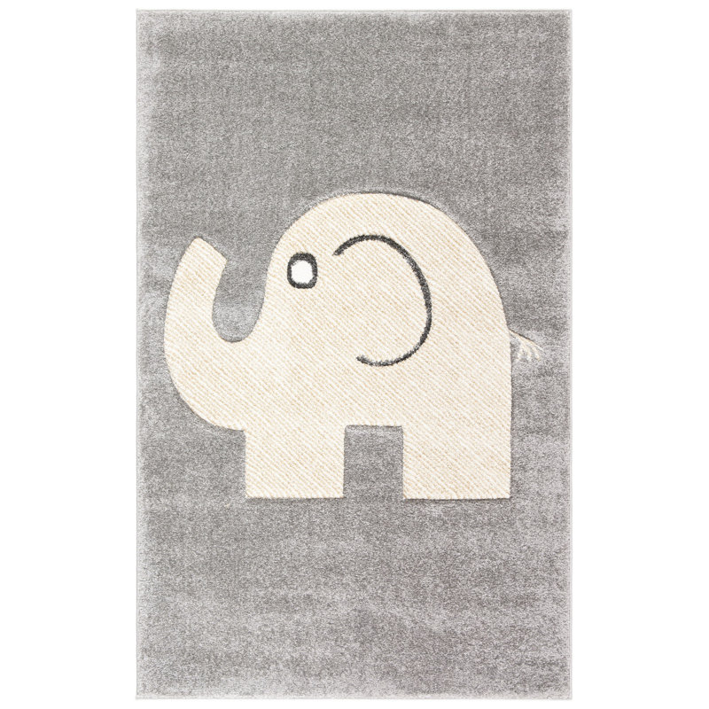 Tapis gris à imprimé animalier Burgan, Rectangle 2 pi 3 po x 4 pi