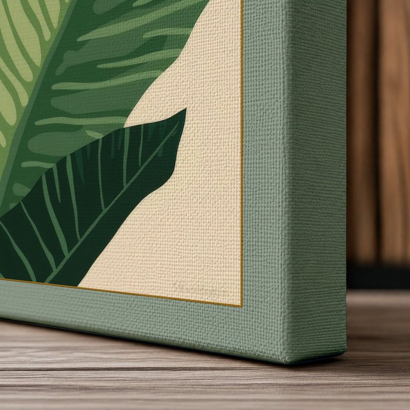 Tropical Leaf Study Botanical - Wrapped Canvas, 18x12 - 45.7 x 30.5 cm, Sage Border
