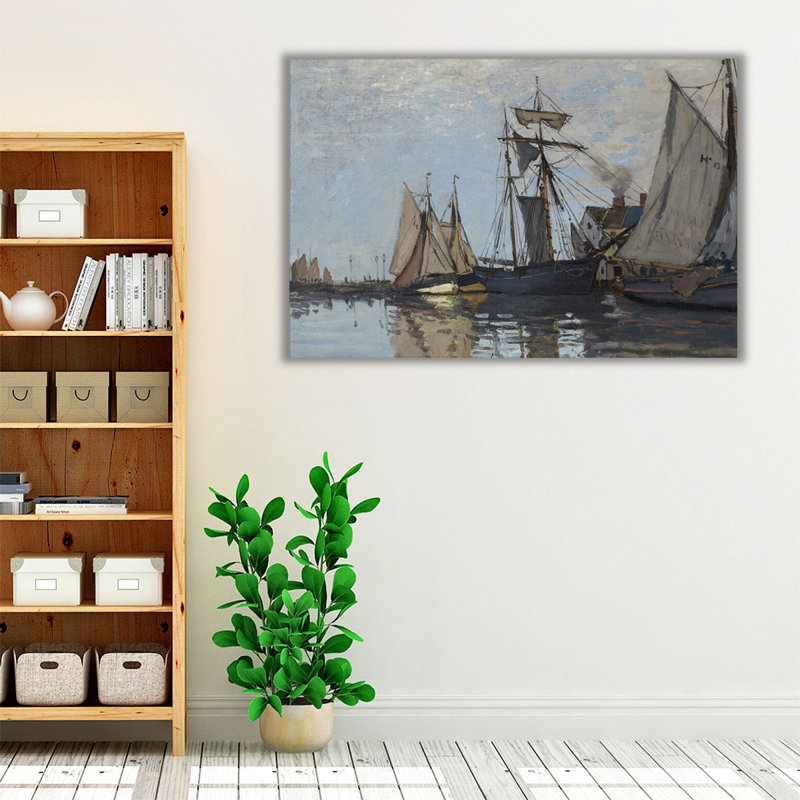 Bateaux dans le port de Honfleur, 1866, reproduction d'art sur toile, H 12 po x l 18 po