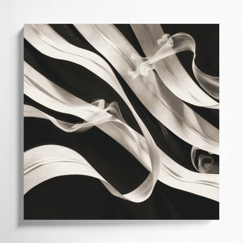Art mural horizontal sur toile rayée gris anthracite, H 12 po x l 12 po