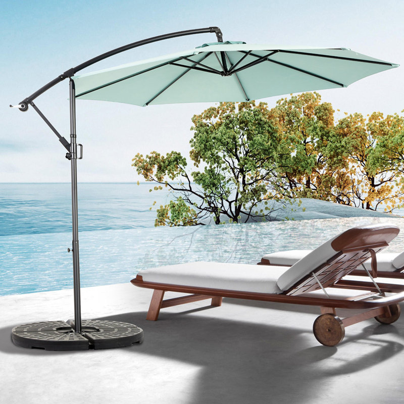 Parasol de marché suspendu de 10 pi avec réglage facile de l'inclinaison, abat-jour en polyester, 8 nervures pour la cour arrière, sans base, Best Choice Products
