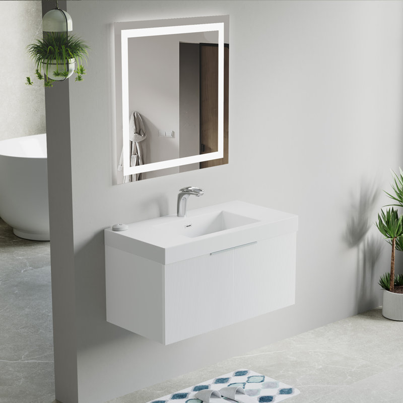 36" Single Vanity Set, Base, Resin Top, White