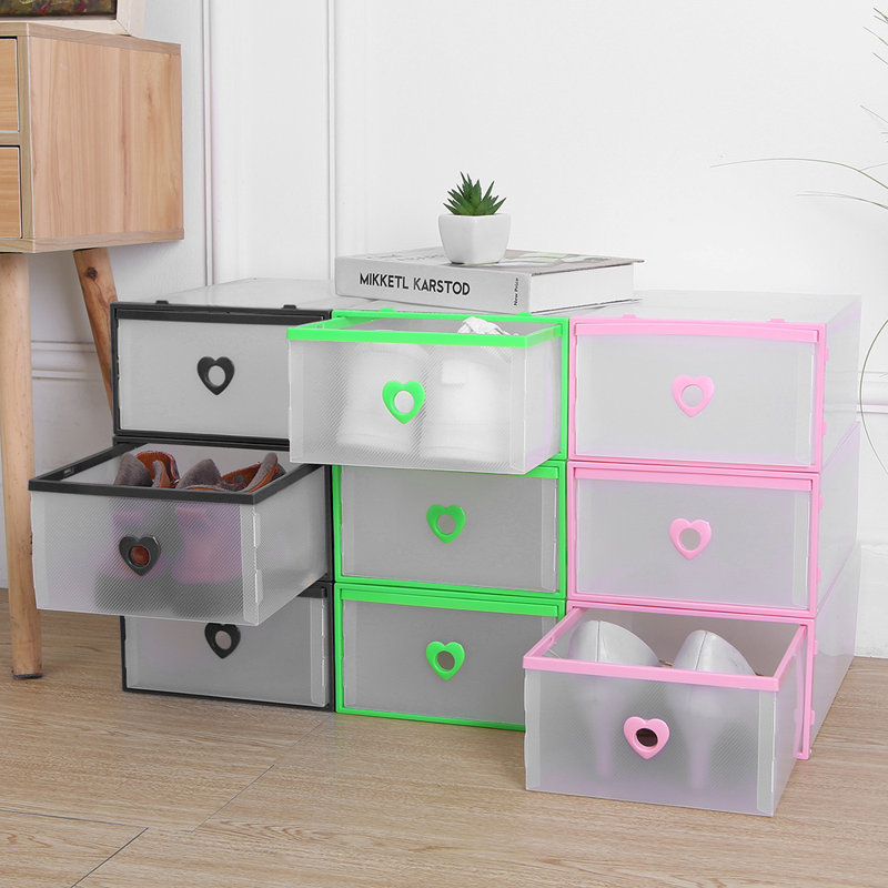 Boîte à chaussures pliable en plastique transparent, Vert