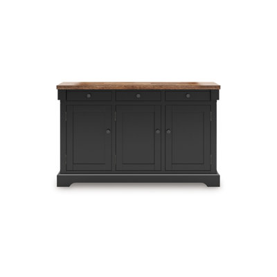 Fleur Sideboard Buffet Server, 59 Inch Butcher Block Top, Brown Black