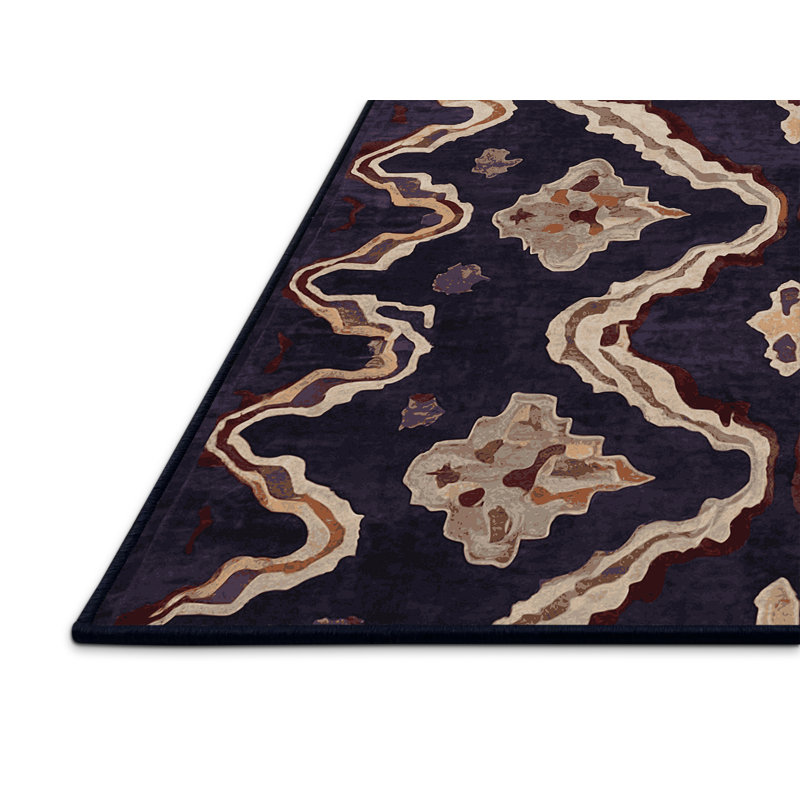 Tapis mauve soyeux et moelleux, Rectangulaire 3 pi x 5 pi