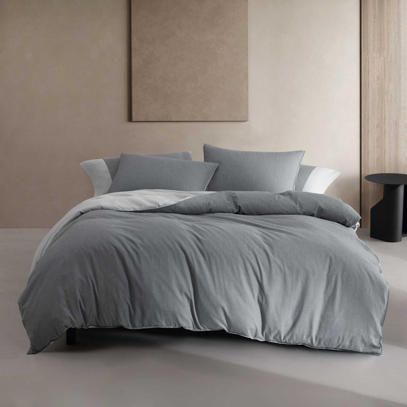 Ensemble de housse de couette réversible Calvin Klein Contrast Weave, Bleu, Housse de couette très grand et 2 très grandes t