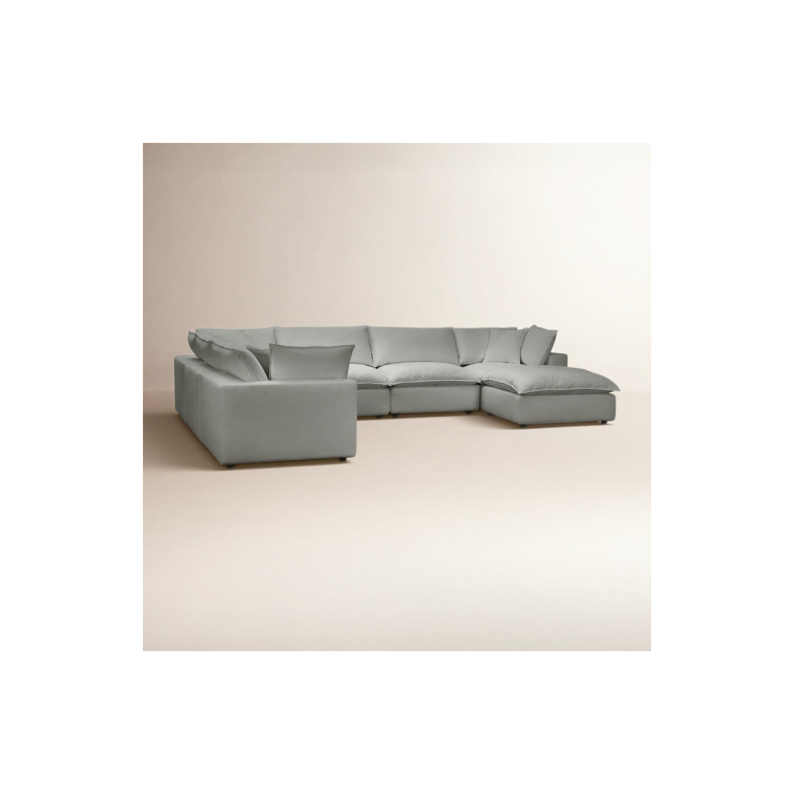 Ellaria Modular Upholstered Reversible U-Sectional, Light Gray