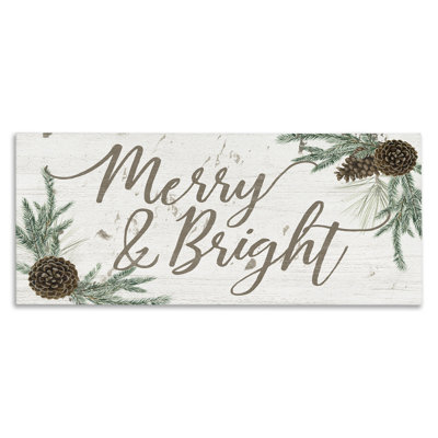 Merry And Bright Festive Country Winter Sign - 1 Piece Graphic Art Print on Canvas -  Stupell Industries, ab-535_cn_17x40
