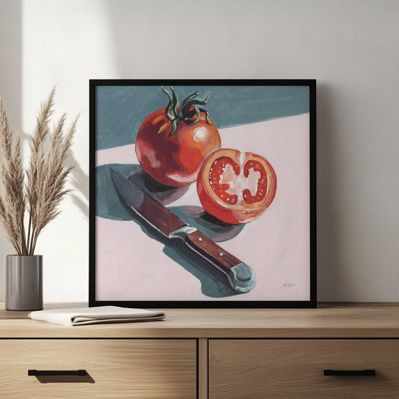 «Fresh Fresh Slice Tomato» par Kate Jarvik Birch, reproduction d'art, 20 W x 20 H, Gold, Framed Print