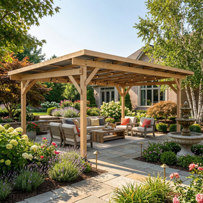10' X 17' Cedar Wood Gazebo With Heavy-Gauge PVC Roof – Large Outdoor Pavilion For Patio, Outdoor Kitchen & Dining Area, Wind & Snow Resistant