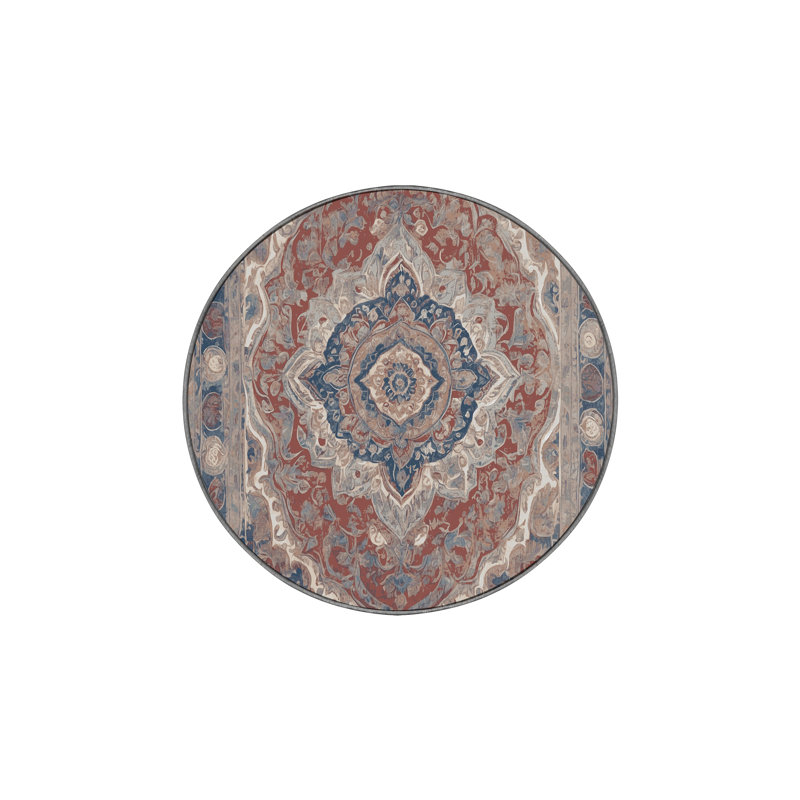 Machine Washable Gray Area Rug, Round 4'