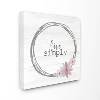 «Live Simply Family Home Inspirational Flower Design», impression sur toile