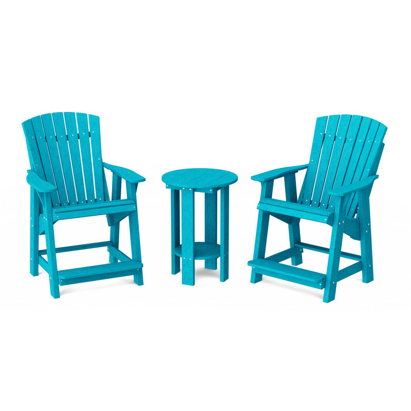 Chaises hautes Adirondack avec table Heritage, Bleu Aruba