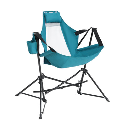 Chaise de camping hamac pliante bleue - Siège berçant portatif en acier pour l'extérieur