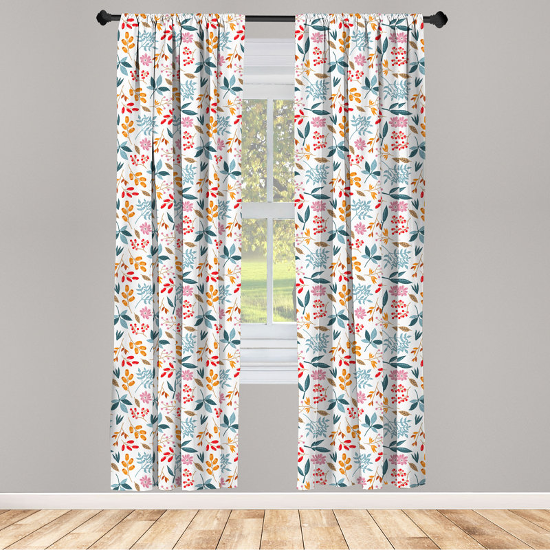 Panneau coulissant floral semi-diaphane avec passe-tringle, 28 po x 84 po