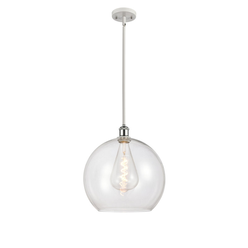Luminaire suspendu sphère 1 lumière Cindi, H 16,38 po x l 13,75 po x P 13,75 po, Transparent, Blanc / chrome poli