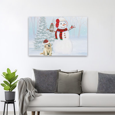 Habillé pour Noël II - animaux, art de Noël bleu-brun